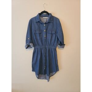 Speed Control New York Denim Dress Roll Tab Sleeve Fit & Flare Women's Size S